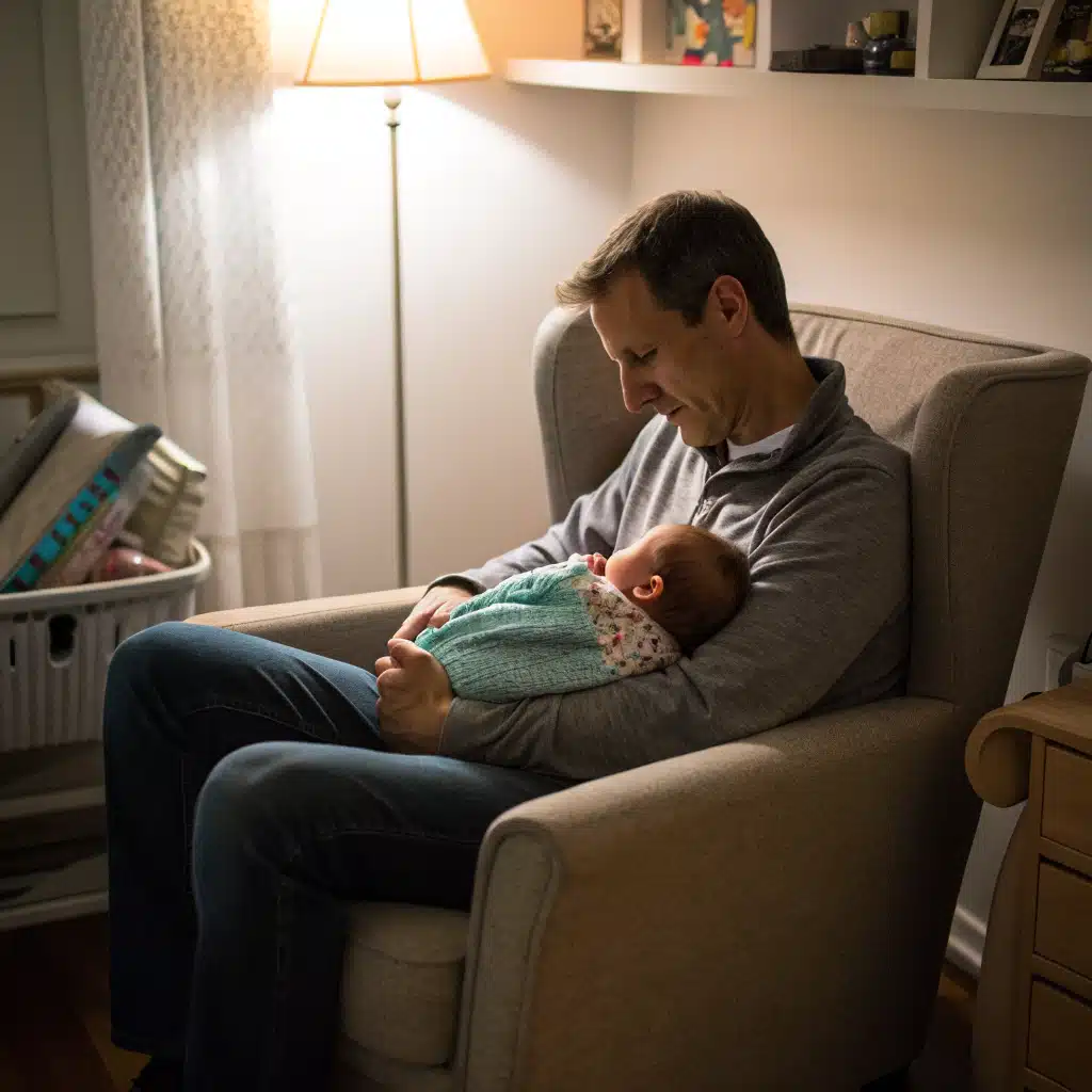 Skin-to-skin contact bonding father and baby