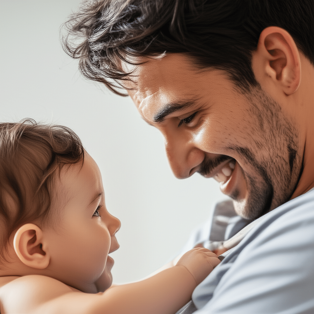Parent smiling at baby during feeding time, daily attachment parenting moments