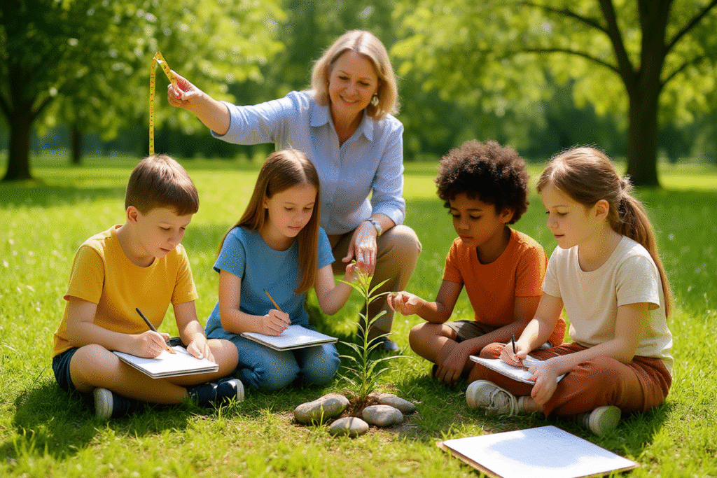 Outdoor STEM education — combining counting, measuring, and exploration