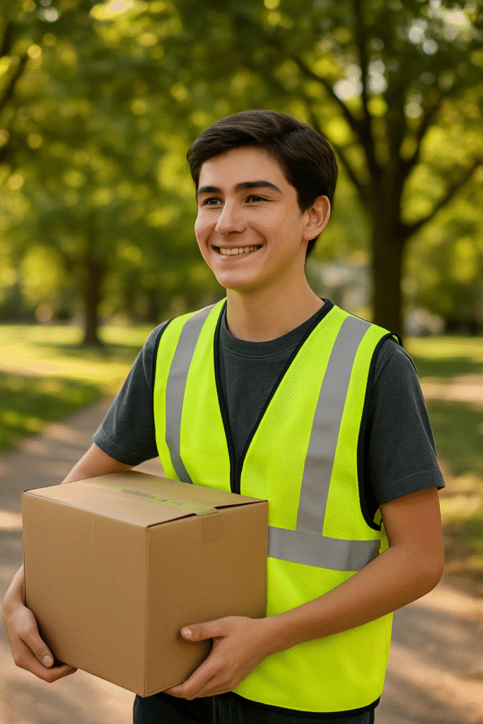 Teen participating in volunteer work to develop real-world independence and responsibility.